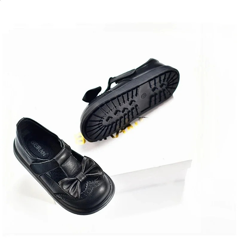 Cowboy Leather Baby Womens Leather Shoes Spring and Autumn Fashion Bow Leather Childrens Apartment Childrens School Shoes 250411