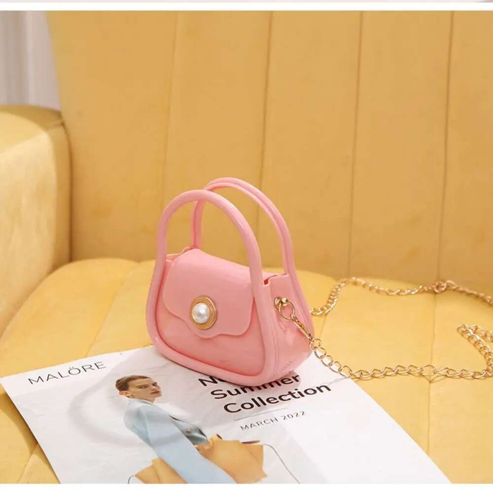 Fashion PU Leather Small Crossbody Ladies Pearl Chain Shoulder Bags Women Mini Coin Purses Handbag Jelly Bag Gifts