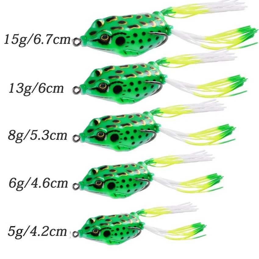 1 Pcs 6G 8G 13G 15G Frog Shape Lure Soft Tube Bait Plastic Fishing Lure with Fishing Hooks Topwater Ray Frog Artificial 3D Eyes Z250411