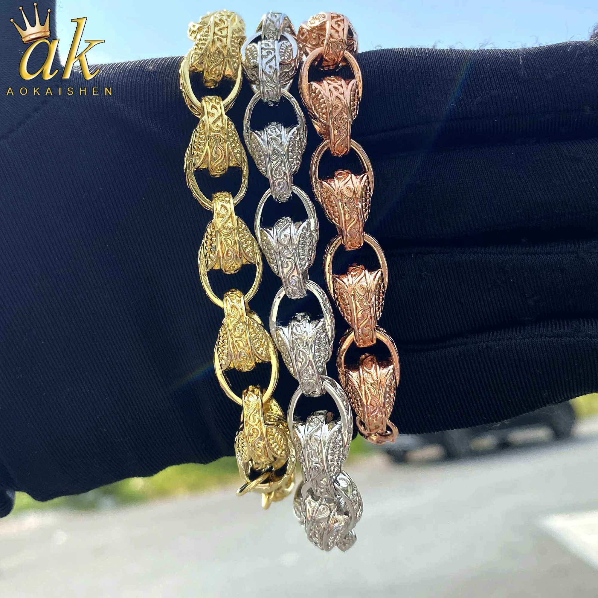 Aokaishen Tulip Belcher Bracelet for Women Real Gold Plated Brass Hip Hop JewelryC250411