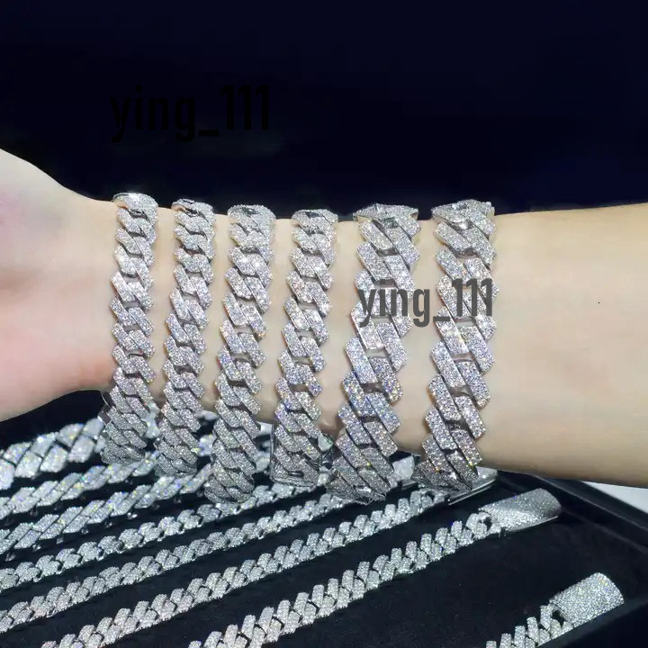 Fashion Hip-hop Jewelry Moissanite Necklace Vvs 925 Silver Custom Cuban Link Chain 10mm 12mm 14mm