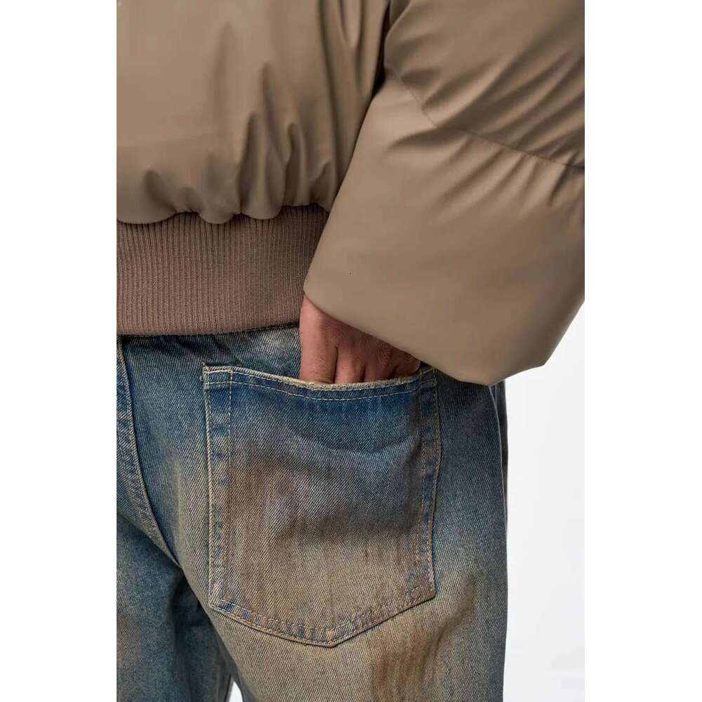 Retro Washed Mud Dyed Wasteland Style For Men Y2k Hombre Distressed Dirty Jeans Unisex