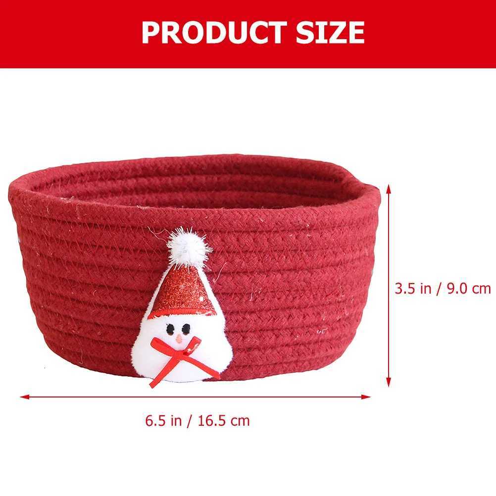 Christmas Storage Basket Red Cotton Rope Woven Organizer Bin Gift Basket for Sundries Organizing Holiday Decorations Box Y251112