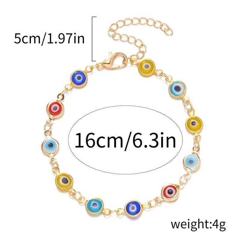 Simple Lucky Turkish Evil Eye Bracelet For Women Fashion Colorful Eye Adjustable Metal Chain Friendship Jewelry C250411