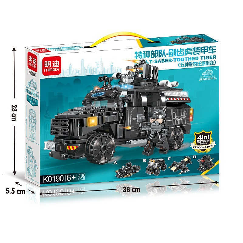 Mindy K0190 Compatible Assembly Building Block Toy Special Police Plane Transformable Mecha