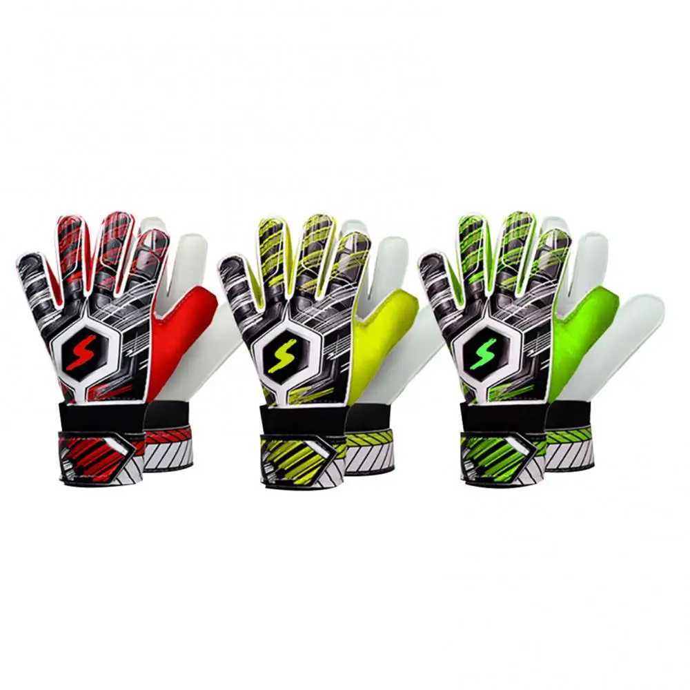 Childrens football goalkeeper gloves 6/7/8/9/10 size thick latex anti slip adjustment wristband goalkeeper glovesXJ250412