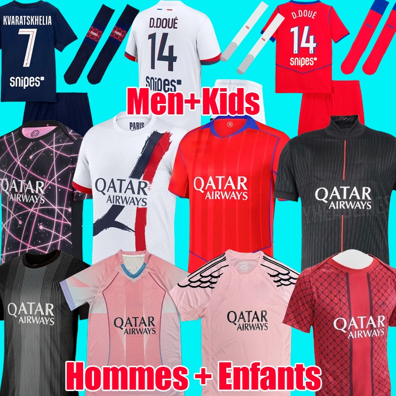 25 26 maillot de foot O. DEMBELE psges jersey hakimi G. RAMOS 2025 football shirts men soccer jerseys kids set equipment hommes enfants pink fourth 4th kits