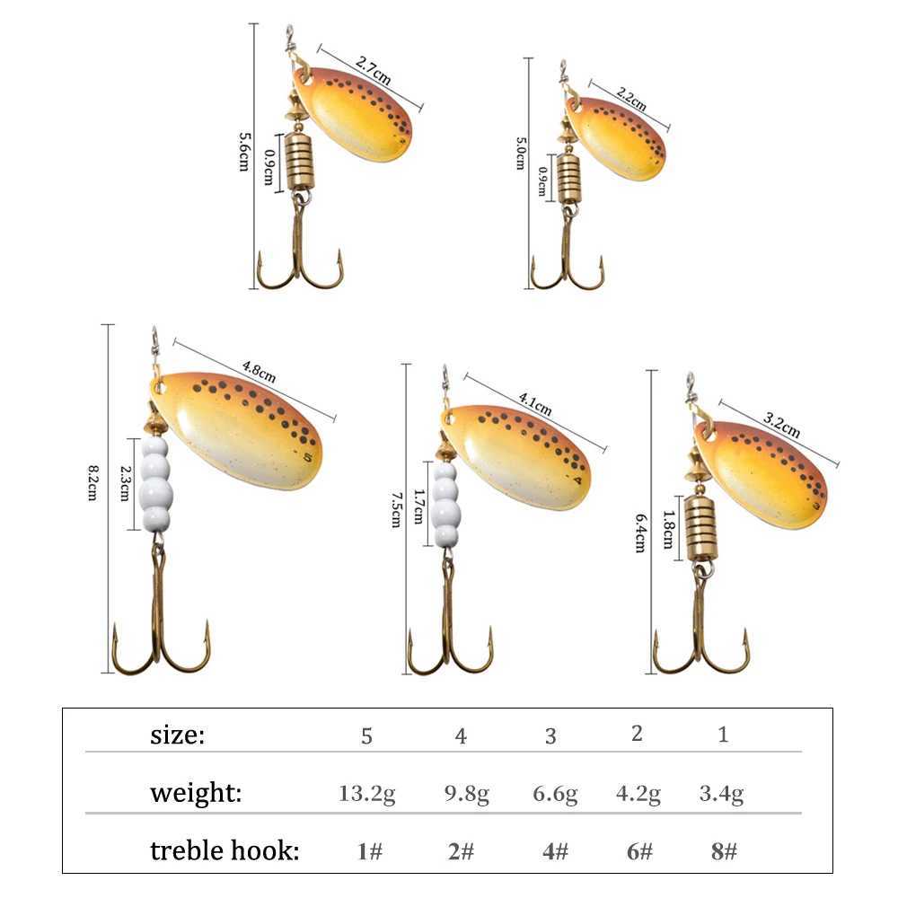 FTK 1PC Spinner Bait 3.2g 4.3g 6.1g 9.6g 13.6g Spinner Bait Spoon Fishing Bass Lure With Treble Hook Tackle High Quality Z250411