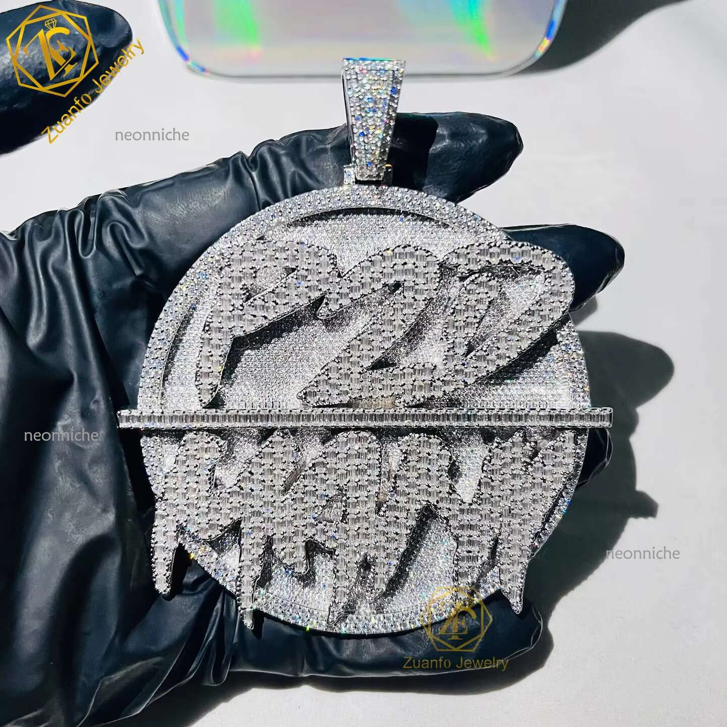 Custom Hip Hop Jewelry Moissanite Dias Necklace Pendant Initial Letter Sier Iced Out Pendants
