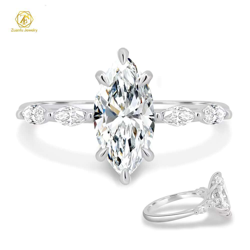 Trendy Solitaire Ring Rhodium Plated 1ct Moissanite Ring S925 Wedding Ring for Women