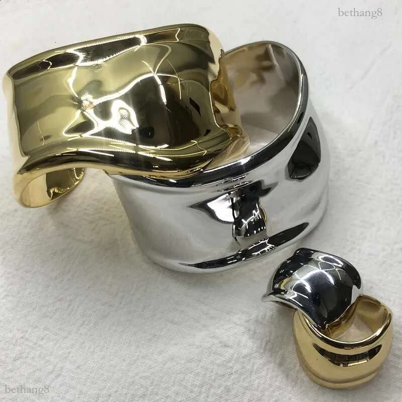 Fashionable top S925 sterling silver bracelet Elsa Peretti wide bone cuffs with simple irregular design open bracelet womens jewelry 241119