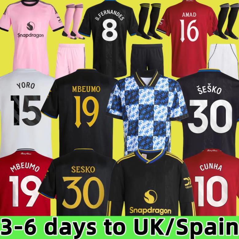 25 26 Manchest er United Soccer Jerseys GARNACHO HOJLUN MARTINEZ CASEMIRO UTD B. FERNANDES Football Shirt Tracksuit men kids 2025 AMAD