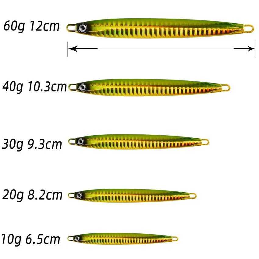 1Pc Long Metal Jig Fishing Lure Slow Cast Jigging Spoon 10G 20G 30G 40G 60G Sea Bass Lure Artificial Bait Fishing Gear Z250411