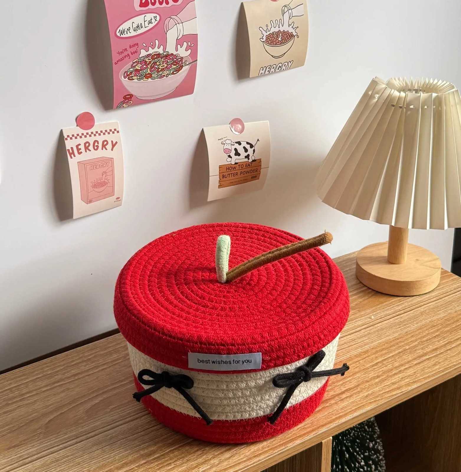 Small Rope Baskets for Storage Baskets for Gifts Empty Cute Round Woven Basket Cotton Toy Basket Storage Bins for Organizer Y251112