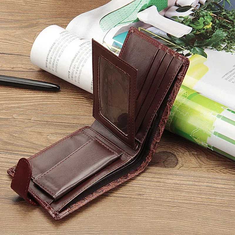 New mens wallet splicing leather short sleeved mens wallet with coin pocket card holder three fold wallet mens clutch wallet Z250411