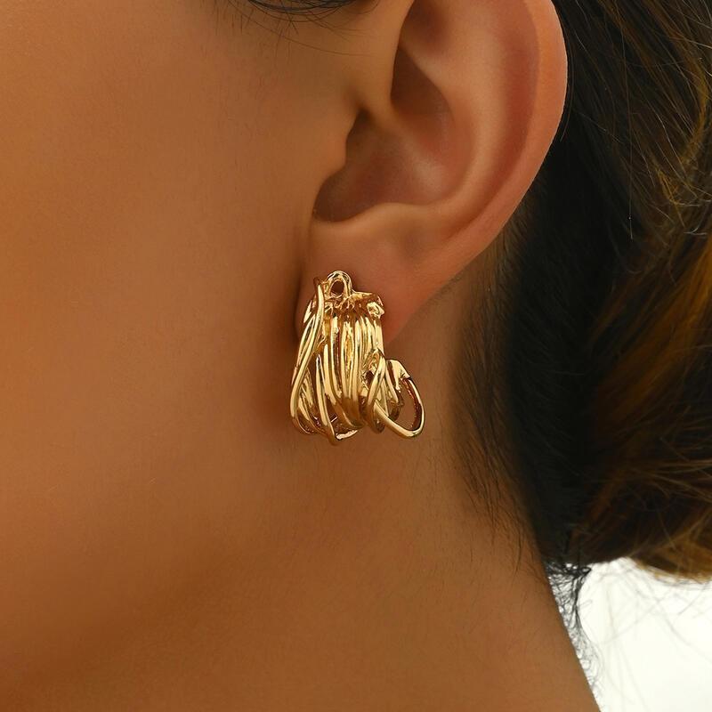 Chunky Gold/Sier for Women Trendy Knot k Geometry Drop Dangle Statement Stud Earrings Fashion Jewelry Gift