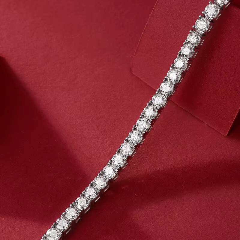 12462 Fine Fashion 925 Sterling Silver and 18K Gold Plated Moissanite Tennis Bracelet for Men Women Hiphop Rock Style