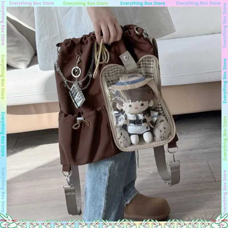 Drawstring Doll Bag Itabag 20cm Cotton Doll Wide Shoulder Strap Large Capacity Backpack Crossbody Bag Cute College BackpackW251112