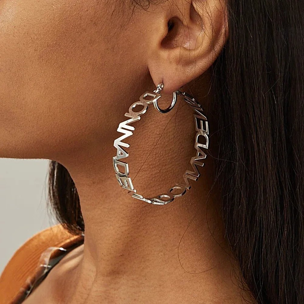Personalized custom womens name earrings a pair of letter hoop stainless steel jewelry y ner holiday gifts 250410