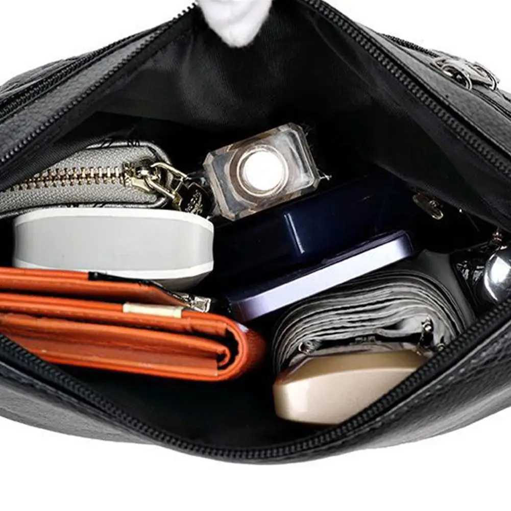 Casual Crossbody Bag Simple Large Capacity Multi-layered Shoulder Bag for Mom Fashionable Vintage PU Leather Polyester LiningT2511112