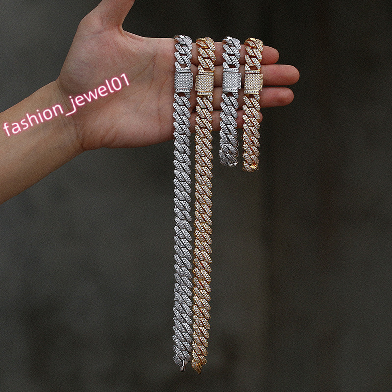 Fine Jewelry Necklaces Hip Hop Miami Cuban Chain Gold Plated Sterling Silver 925 Moissanite Iced Out Jewellery Jewlery Men Women