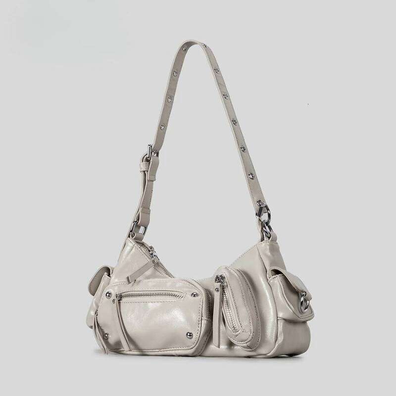 Vintage Underarm For Girl Versatile Multi-Pocket Motorcycle Luxury Designer Handbag Adjustable Strap Leather Bag St251112