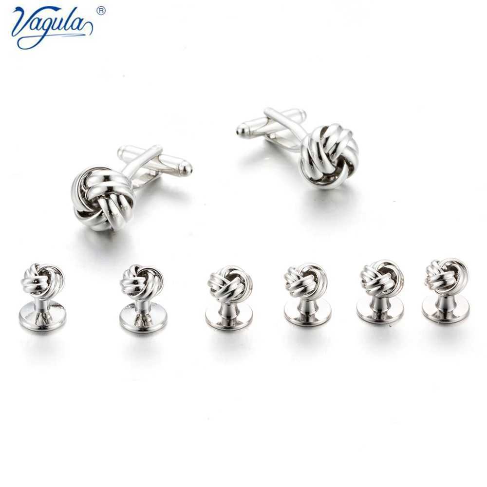 Vajra Cufflinks Stud Set 8-Piece Luxury Gemelos Silver Knot Tail Coat Collar Stud Set Bonito Gemelos 536T250412