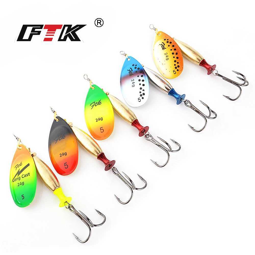 FTK 1Pcs 18g/24g Spinner Bait Hard Spoon Bass Lures Metal Fishing Lure With Feather Treble Hooks For Fishing Z250411