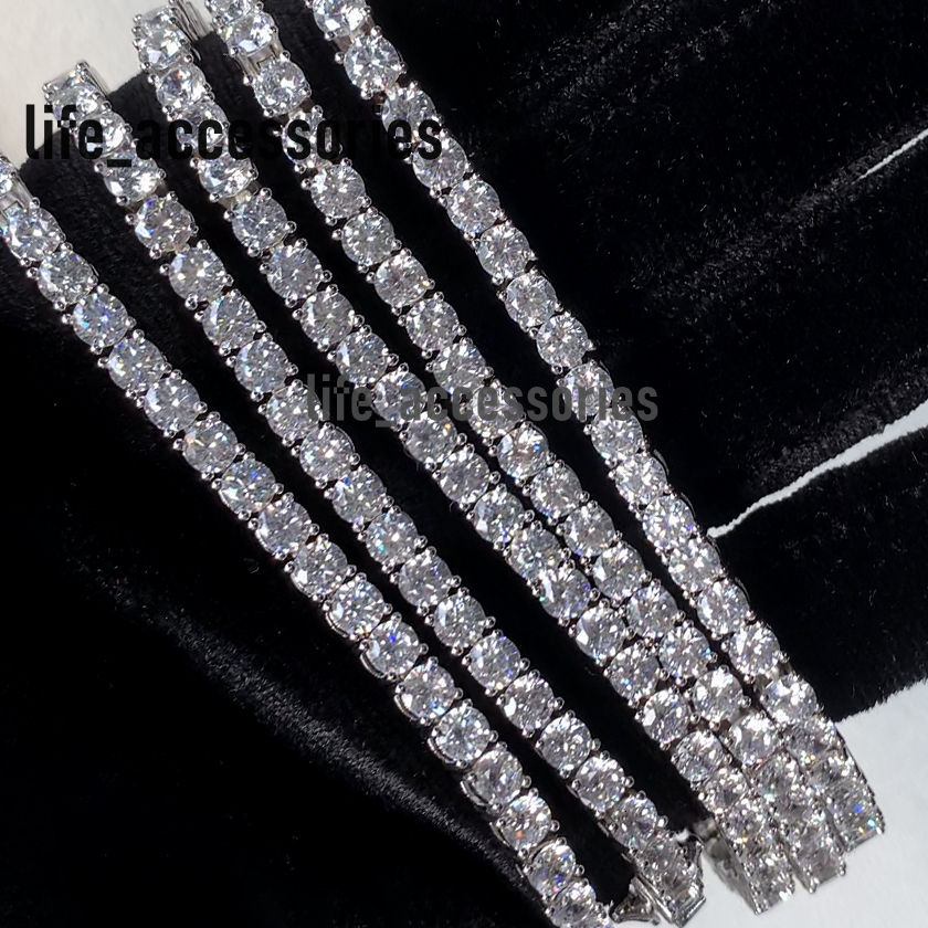 Wholesale Factory Price Tennis Necklace Iced Out 4mm DEF VVS Moissanite Stone 22inches Sterling Silver Tennis Chain
