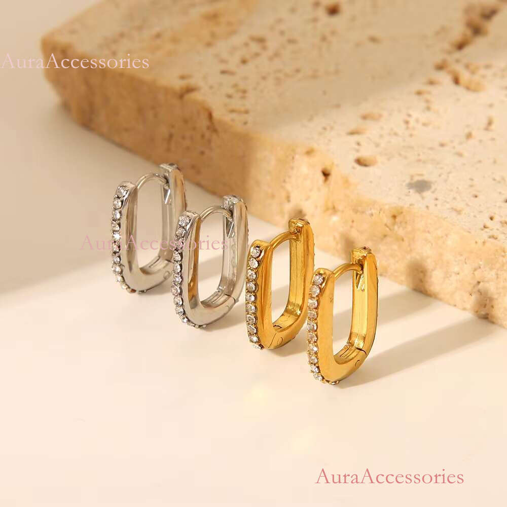 Wholesales Bulk Gold Plated Non Fade Dainty Zircon O-Shaped Stainless Steel Small Hoop Earrings Women Jewelry