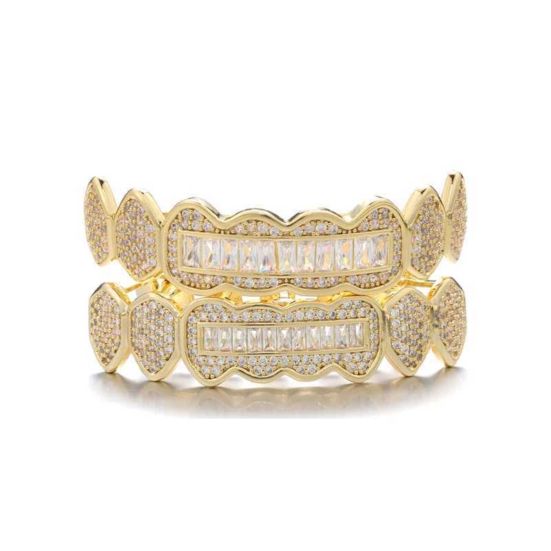 Full CZ bagels stone teeth Grillz hat cubic zirconia ice out micro paving mens and womens jewelry charming grill W250412