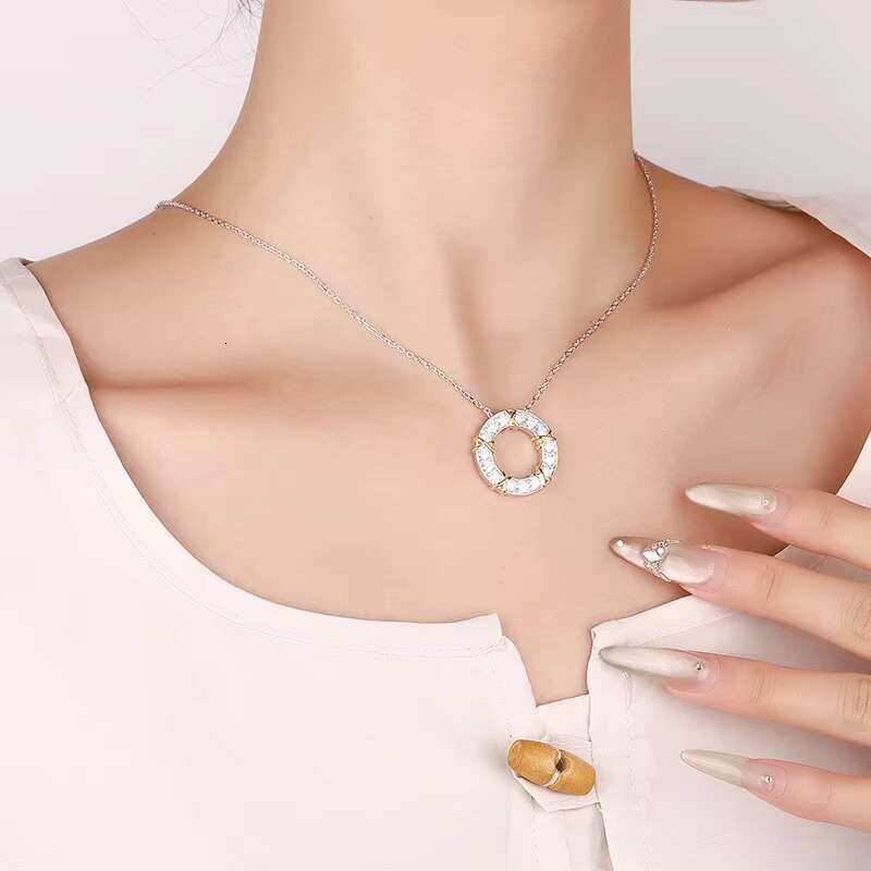 Trendy Design S925 Silver Cross X-shaped Two-color Row Moissanite Pendant With 18k Full Drill Moissanite Jewelry for Women