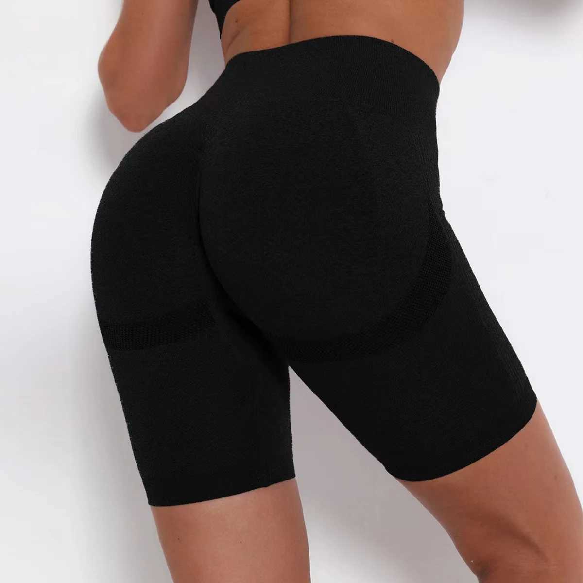 Womens yoga shorts fitness stretch exercise waist and abdomen control push ups tight pants sports tight pants Y250412