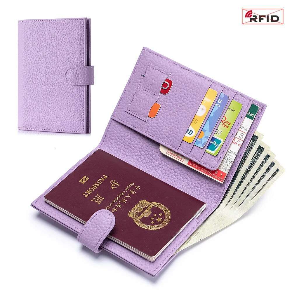 Genuine Leather RFID Travel Passport Case Wallet Bag Card Holder Cowhide Coin Purse Document Cover Flight Men Women ddmythur