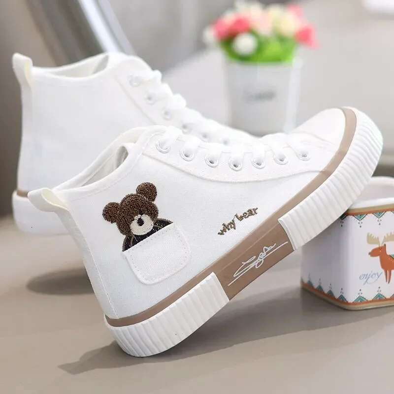 2025 New Women's Canvas Pocket Bear Designer Fashion Sports Shoes Multi functional Women's Vulcanized Shoes High