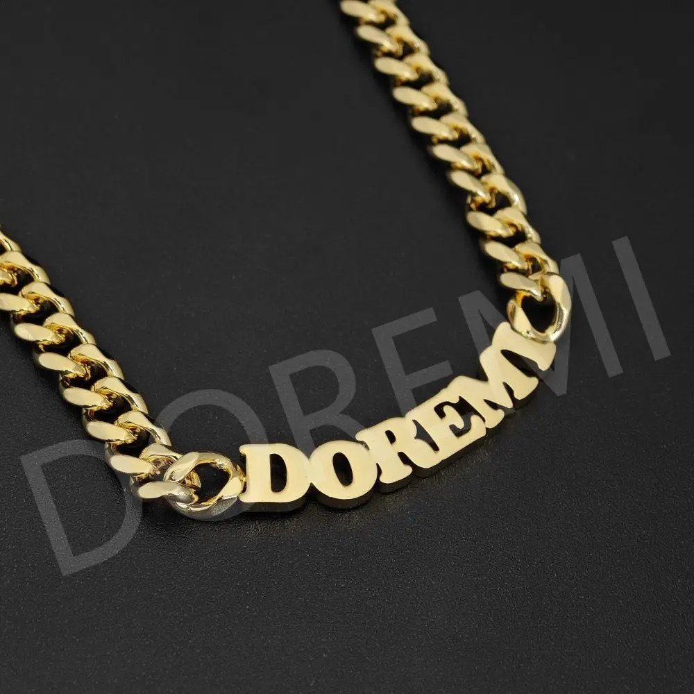 Doremi Personalized Jewelry Gift Customized Necklace Stainless Steel 8mm Cuban Chain 3mm Thick Letter 250410