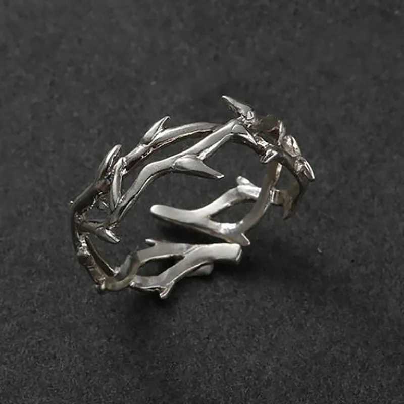 Retro Ins style adhesive mens and womens rings with branches thorns couple ring gifts fashion and personalityXJ250412