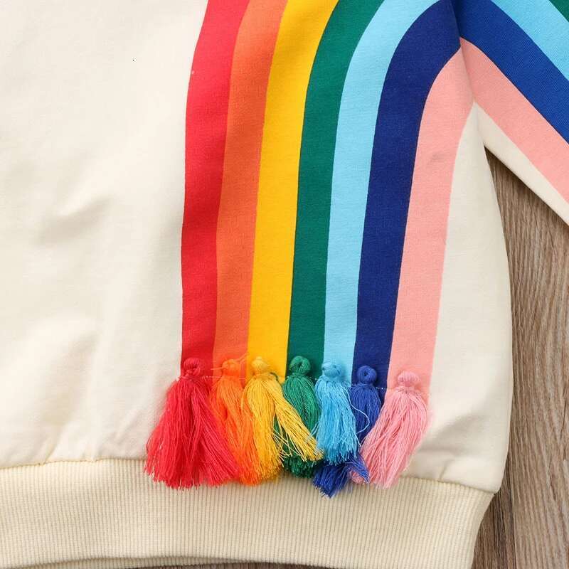 Ddmyshoesvip New Fashion Baby Girls Kids Rainbow Sunshine T Shirt Clothes Blouse Sweatshirt Cardigan