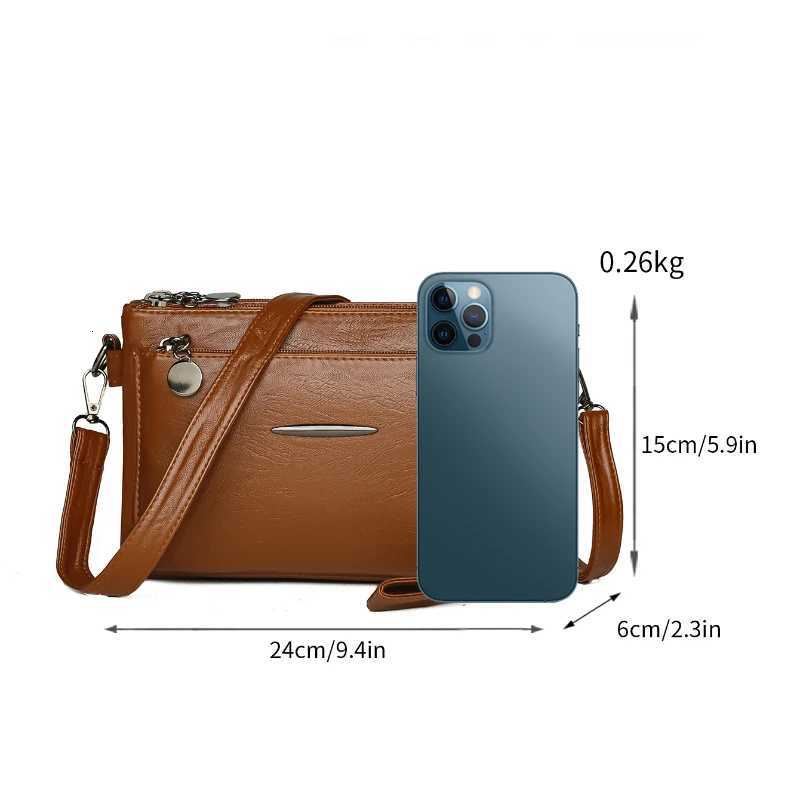 Solid Color Simple Retro Womens Small Crossbody Bag Soft PU Leather Multi-layered Shoulder Bag Casual Large Capacity Sling BagW251112