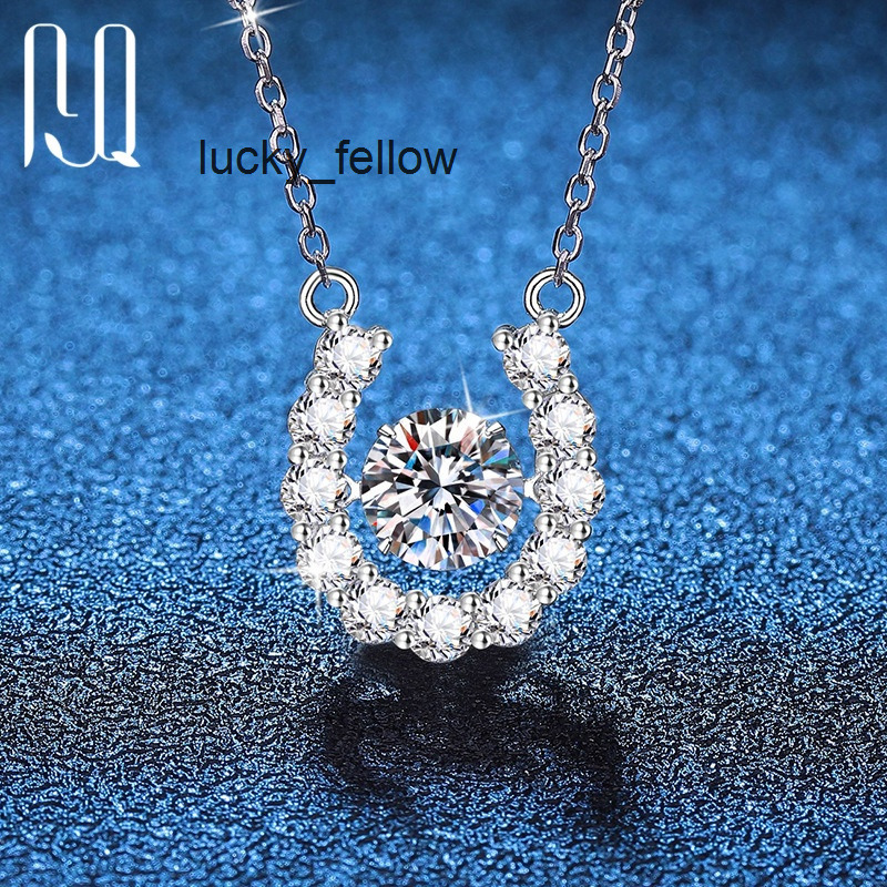PYQ 1ct S925 U-Shaped Moissanite Necklace Classic Style Sterling Silver Jewelry for Wedding Engagement