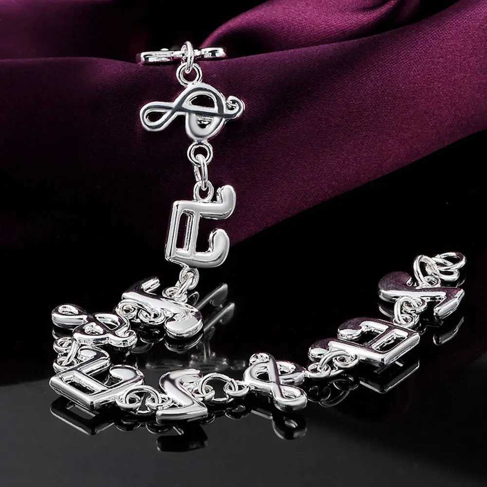 Beautiful Music note Silver color Bracelets woman high quality fashion Gorgeous jewelry Floor price free shipping H242C250411