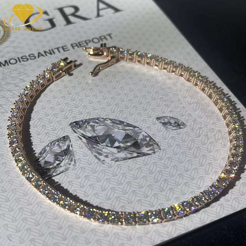 3MM Fashion Classics Jewelry S925 D VVS Moissanite Diamond Chain Rose Gold Color Tennis Bracelet Custom Lock for Men and Women