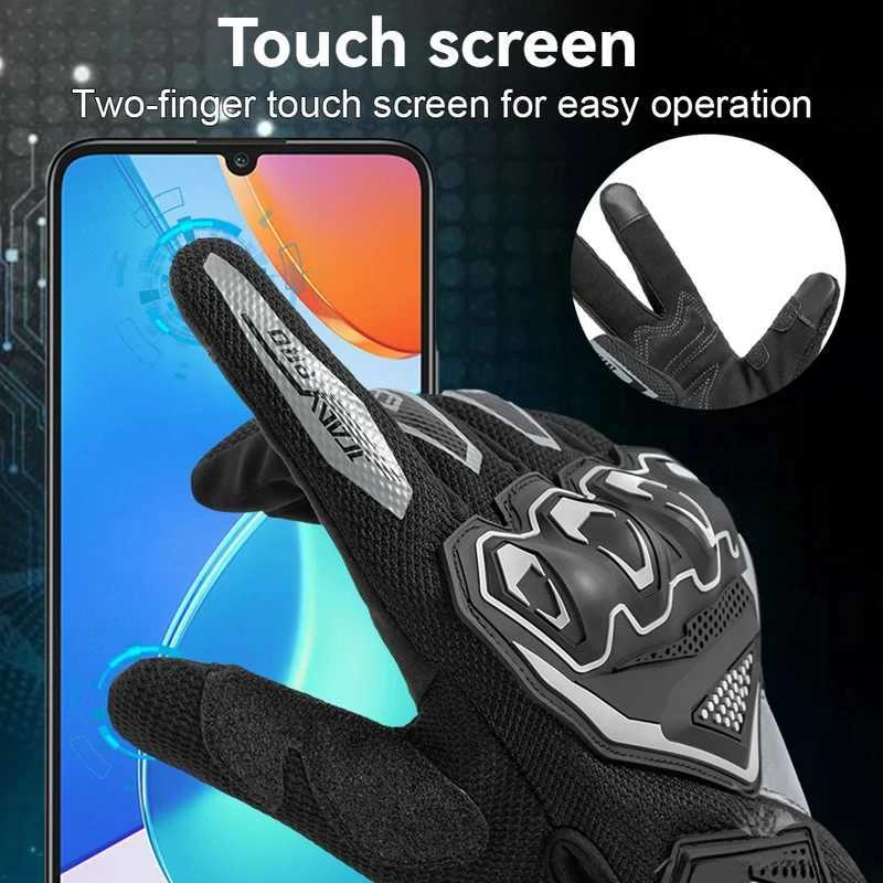 Lightweight Comfortable Summer Motorcycle Gloves Full Finger Touch Screen Compatible Unisex for Moto Riding and Cycling GuantesW251112