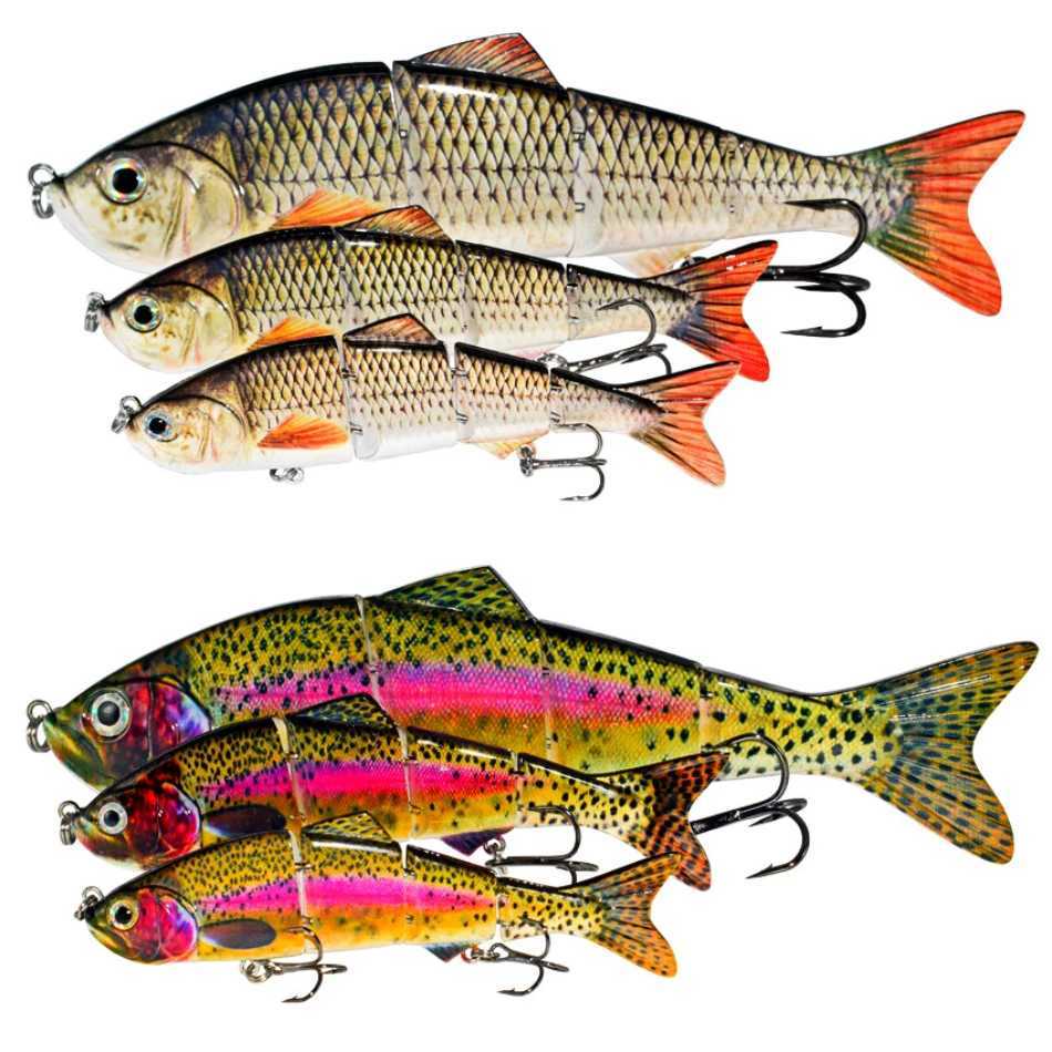 Abziyat Fishing Lures 4section Hard Tail Minnow Lure Swimbait Crankbait Fishing Tool Hunting Ice Fishing Bait Lifelike Fish Z250411