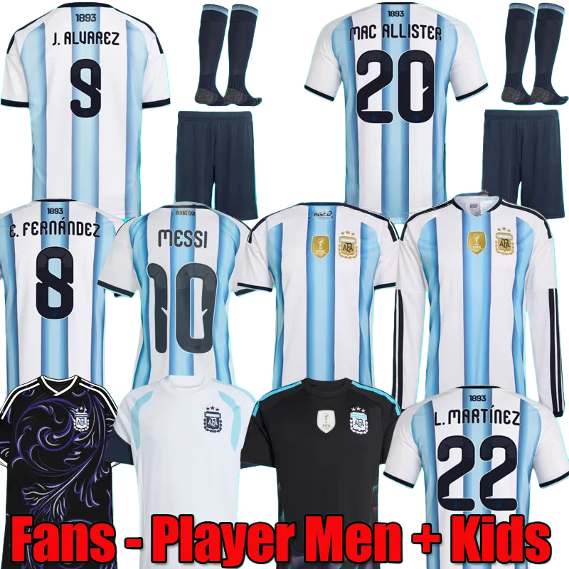 50th anniversary 2025 2026 Argentina Soccer Jerseys World Cup Long Sleeve MESSIS GARNACHO DE PAUL aRgENTIna National Team MARTINEZ Maradona Football Shirts Kids