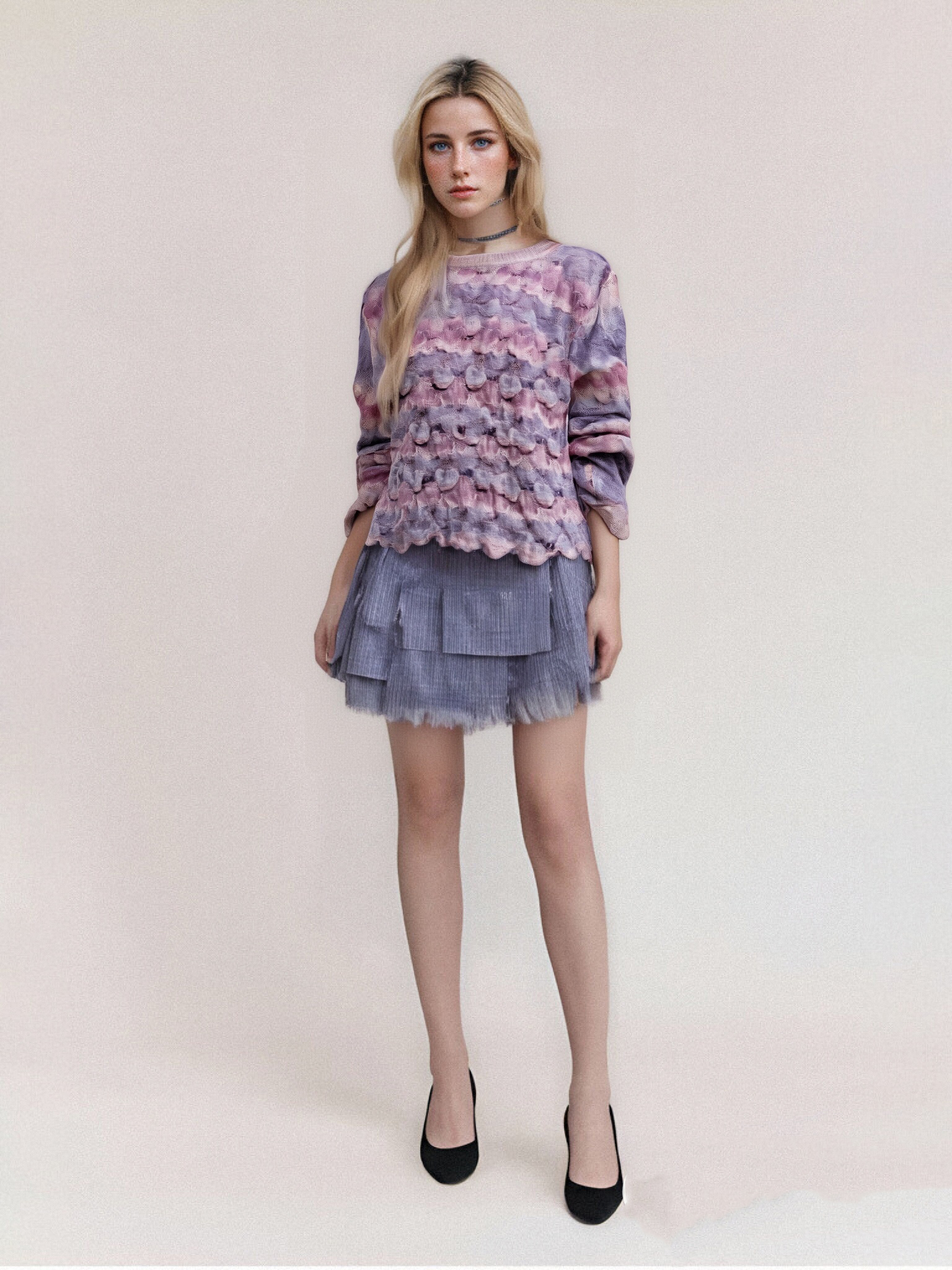 Elegant Ladies' Gold Silver Silk Sweater Featuring Phoenix Tail Flowers and Scales Comfortable Round Neck Style