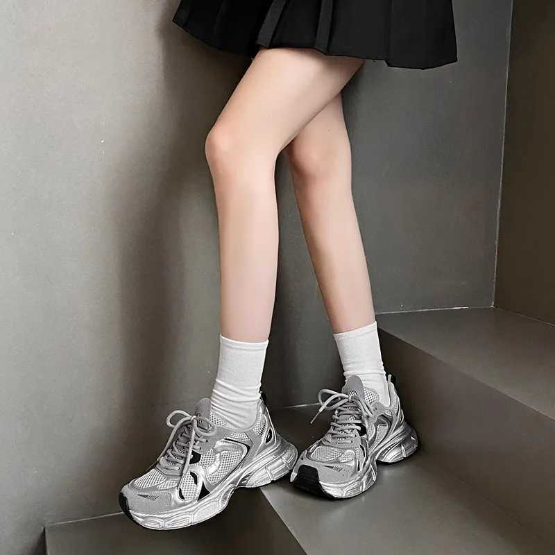2024 new fashion casual sports wens shoes mesh surface breathable retro do old dirty shoes thick soles increase daddy shoes Z250411