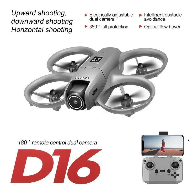 D16 SEREE 4K Adultos 2.4G Wifi Fpv Dual High-Definition Cameras Endurance Optical Flow Positioning LED Drone, Remote Control RC Quadcopter 360 ° 3D Fl