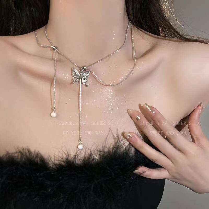 Niche design, temperament, butterfly fairy aura, sier necklace, collarbone chain, westernized personality, high-end feeg, sweet and cool accessory cha