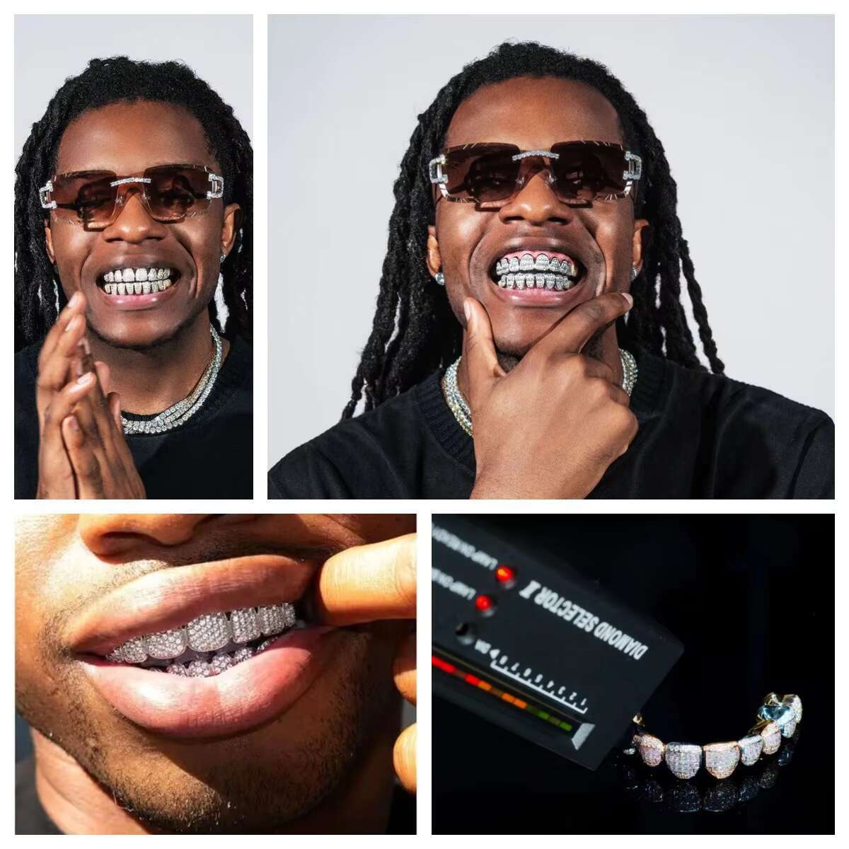 New Wholesale Men Hip Hop 925 Silver Teeth Grillz Top Bottom Iced Out Grillz Dental VVS Moissanite Custom Jewelry Grillz Teeth